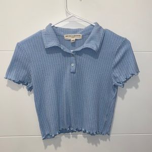 Baby blue collared crop top